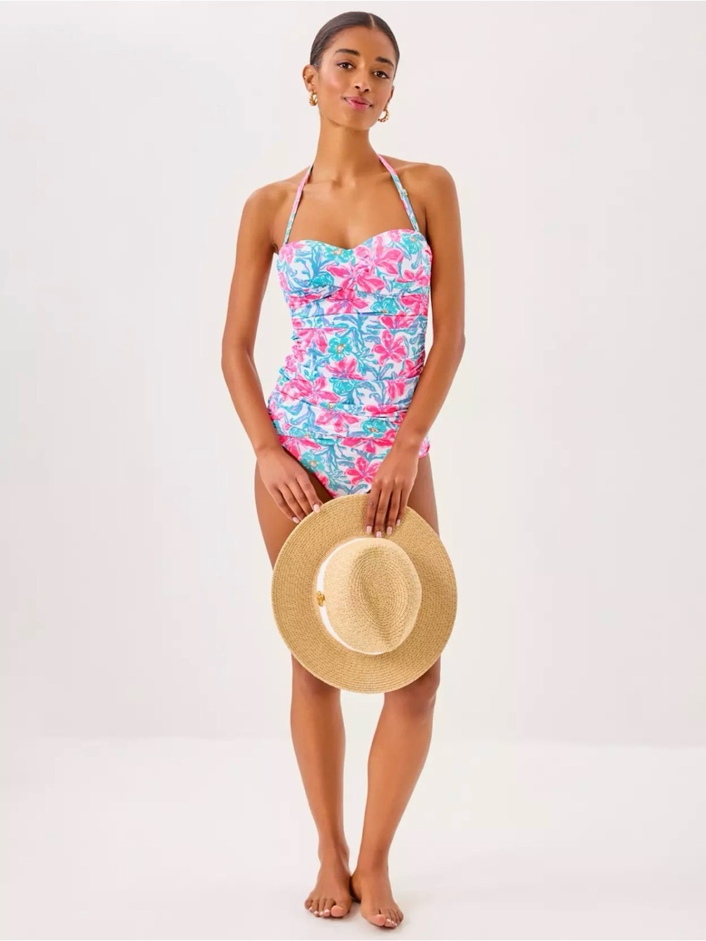 NWOT Lilly Pulitzer Tankini Swimsuit in Pink & Blue Multi Beachside Haven Print